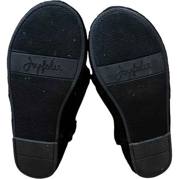 Joyfolie Leighton Black Lace Tall Boots with Grey Straps and Brass Studs Size 1 - Picture 7 of 8